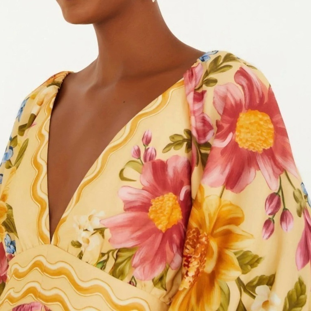 Farm Rio Vestido Cropped Floral Mari Amarelo - Picture 3 of 9